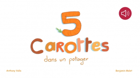 Cinq carottes dans un potager