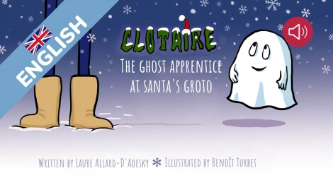 Clotaire the ghost apprentice at the Santa's groto.